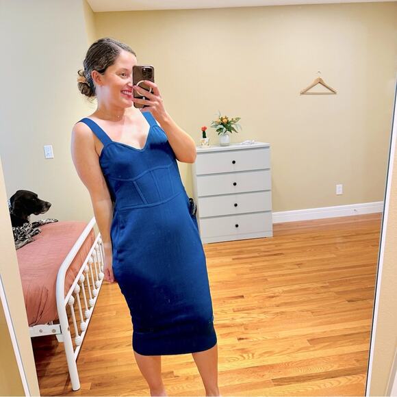 NWT mariam anna barska Blue Sexy Bodycon Maxi Dress Small - Picture 1 of 12